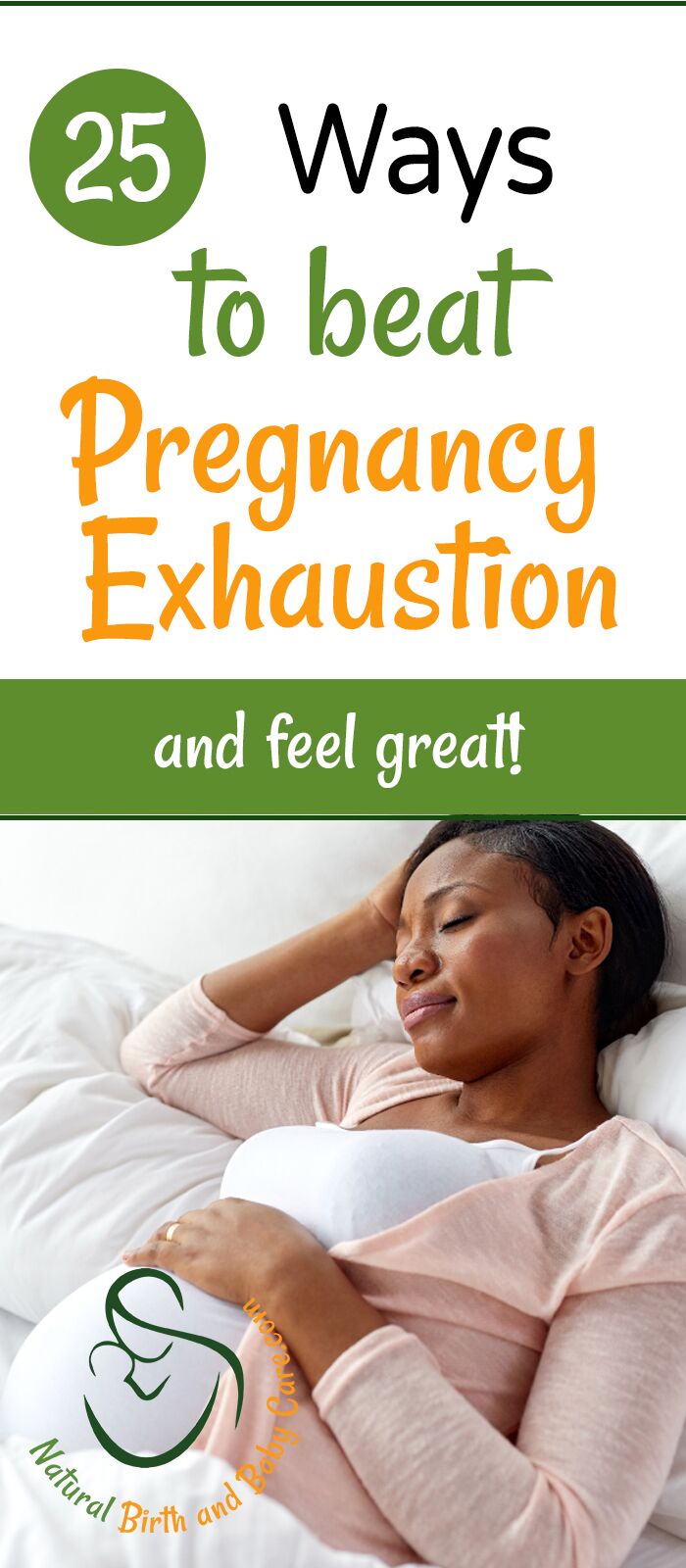 African-American pregnant mom resting peacefully with beat pregnancy exhaustion words superimposed