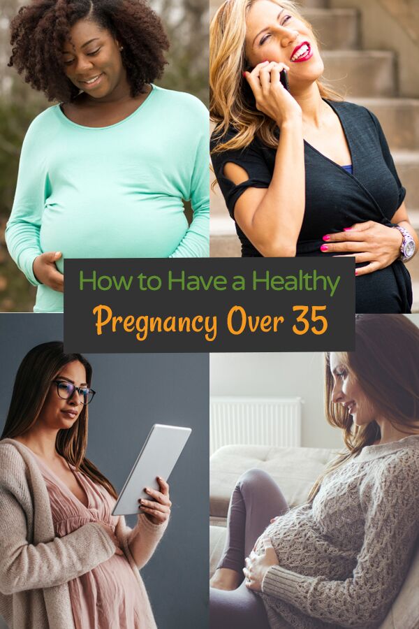 Collage of four pregnant women over age 35