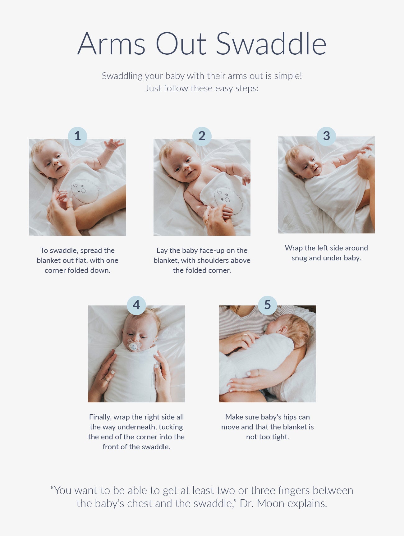 arms out swaddle infographic