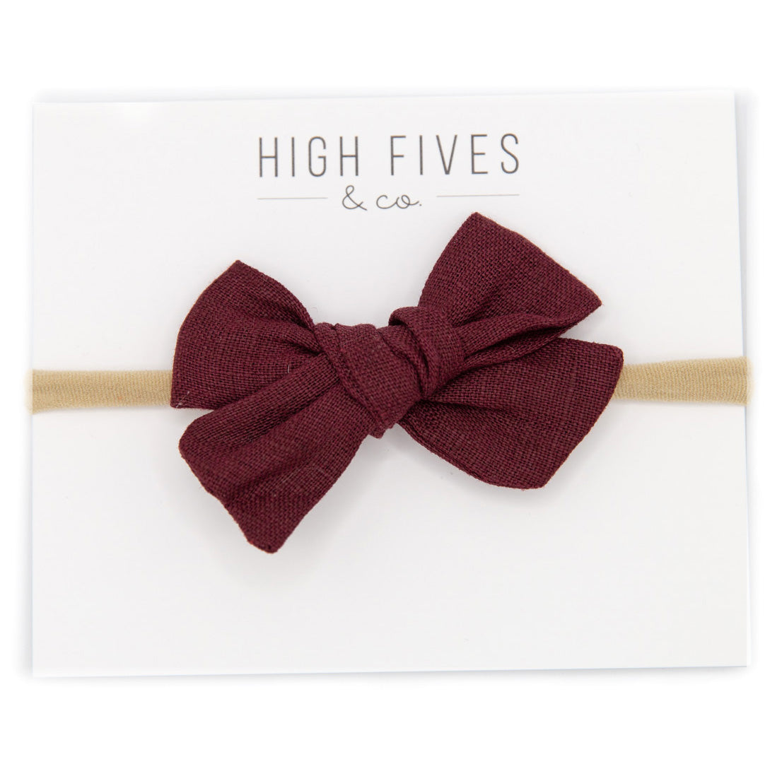 High Fives Linen Bow Nylon Headband | The Baby Cubby