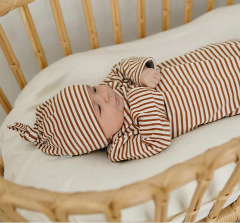 Mebie Baby Newborn Knot Hat Rust Stripe