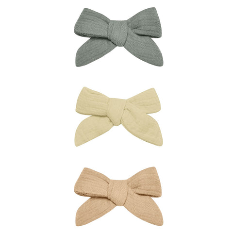 Quincy Mae Bow Clip Set of 3 - Sea Green  Yellow  Apricot