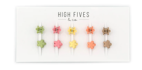 High Fives Mini Flower Hair Claw Clips 1.4cm - Set of 10 - Matte Warm Tones