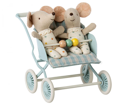 Maileg Baby Mouse Stroller - Mint